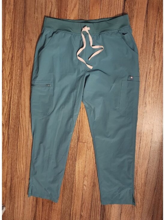 Figs Pants - Figs High Waisted Yola Fionlite Scrub Pants Green XL Cargo Pockets zip string